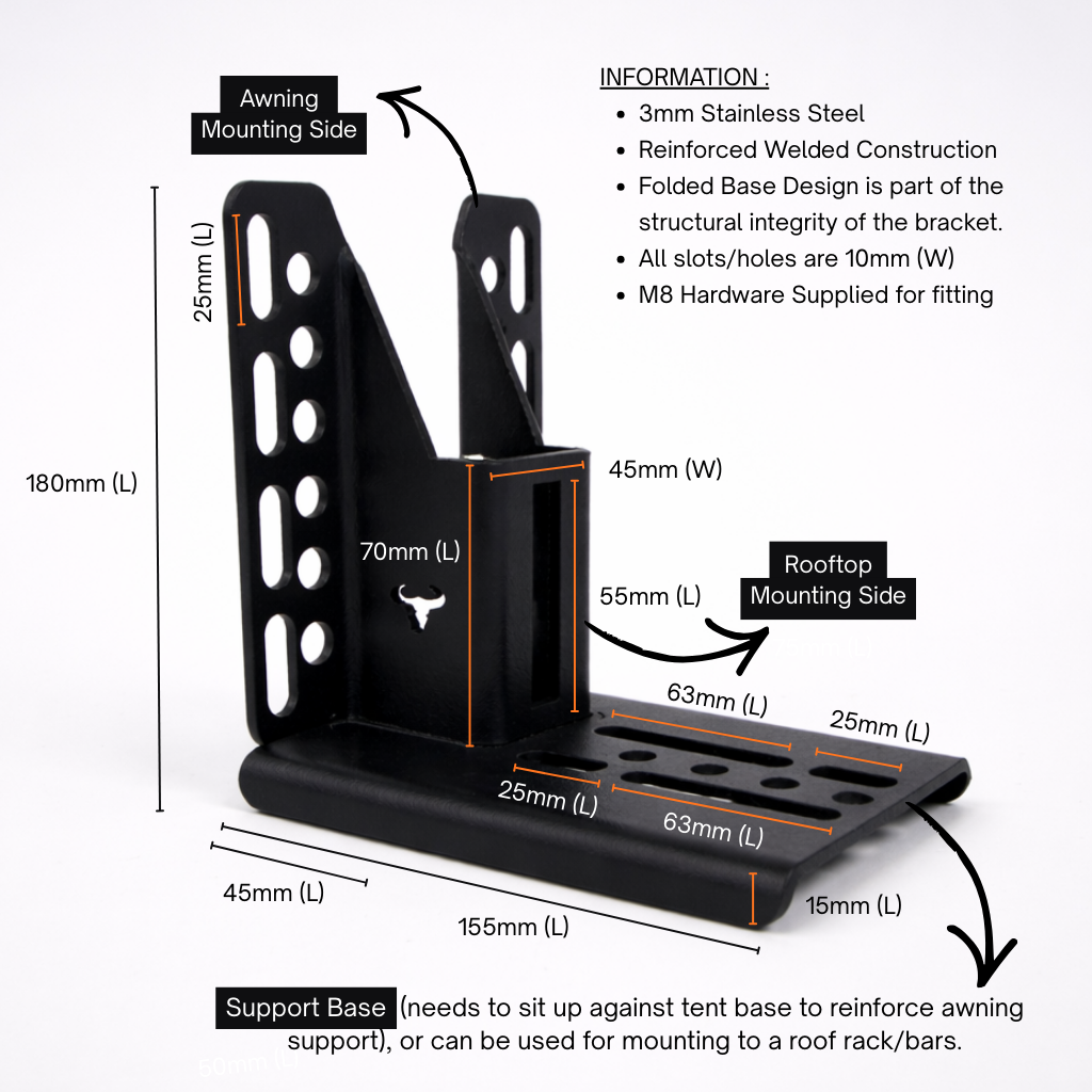 Stainless Awning Bracket Set (AUSMADE - SML)