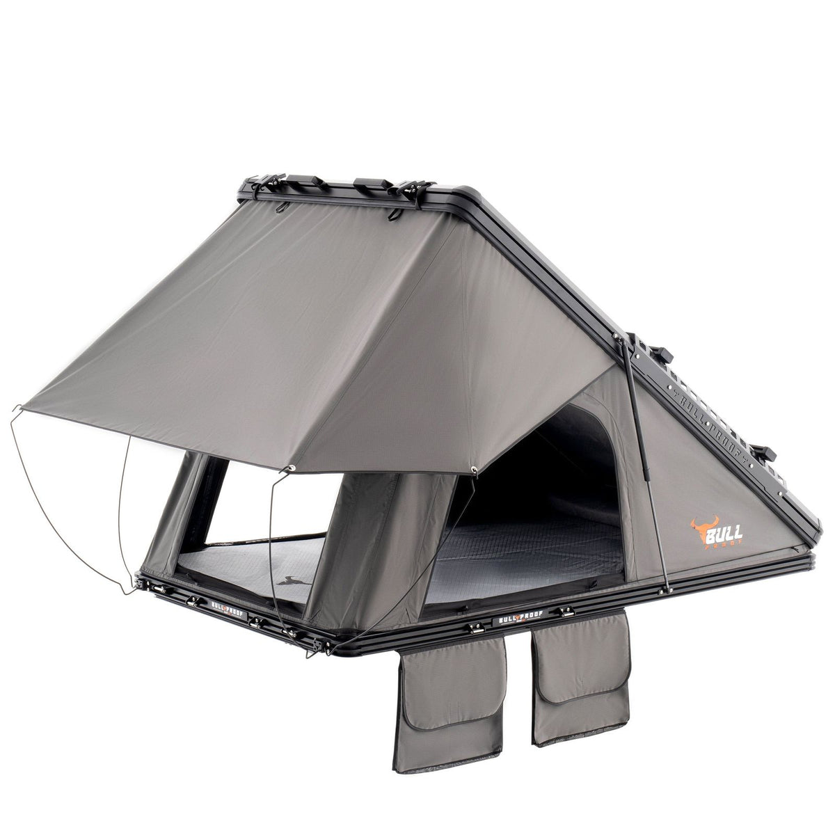 Summit SLV slimline hardshell rooftop tent open with side rainfly
